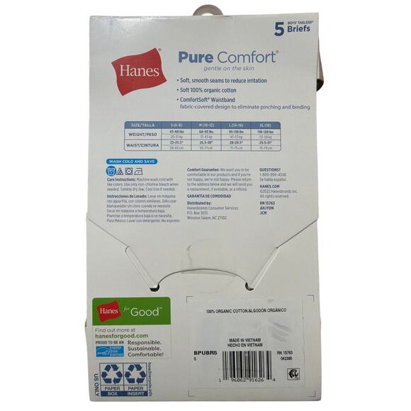 Hanes Boys' Tagless Briefs ComfortSoft Waistband Cotton Green Size Small S New - Picture 3 of 3